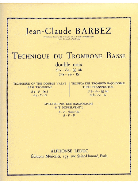 Technique Du Trombone Basse (trombone-bass Solo)