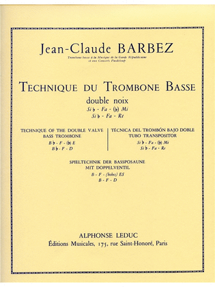 Book cover for Technique Du Trombone Basse (trombone-bass Solo)