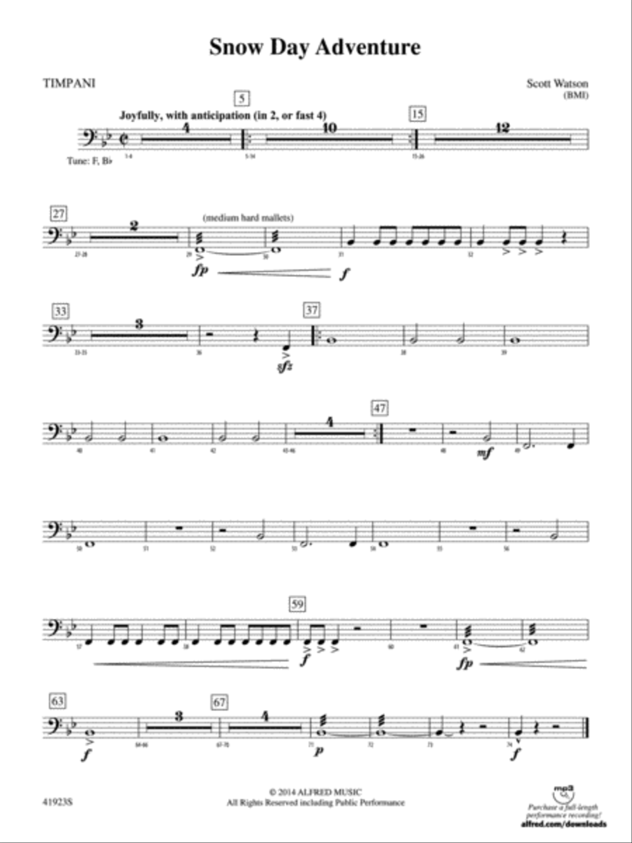 Snow Day Adventure: Timpani Concert Band scores gallery preview page 1