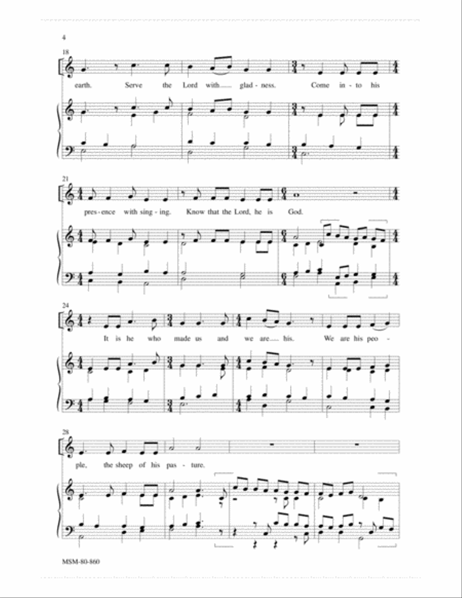 Psalm 100 Unison Choir scores gallery preview page 4