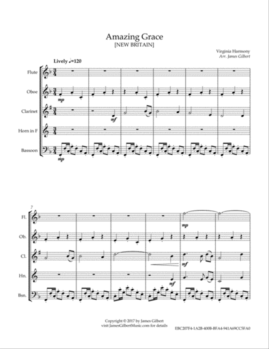 Amazing Grace Amazing Grace Woodwind Quintet scores gallery preview page 2