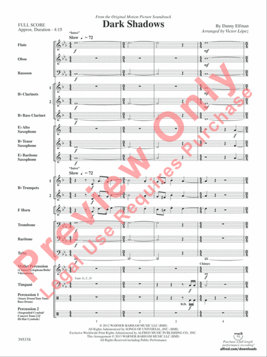 Dark Shadows (from the Original Motion Picture Soundtrack) Concert Band scores gallery preview page 4