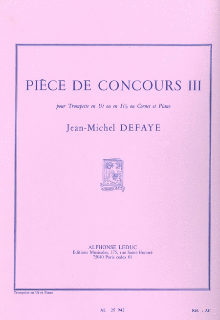 Piece De Concours 3 (for C Trumpet) (trumpet & Piano)