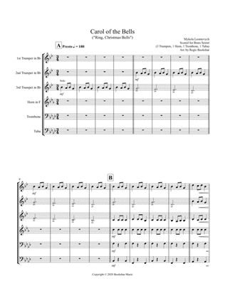 Carol of the Bells (F min) (Brass Sextet - 3 Trp, 1 Hrn, 1 Trb, 1 Tuba)