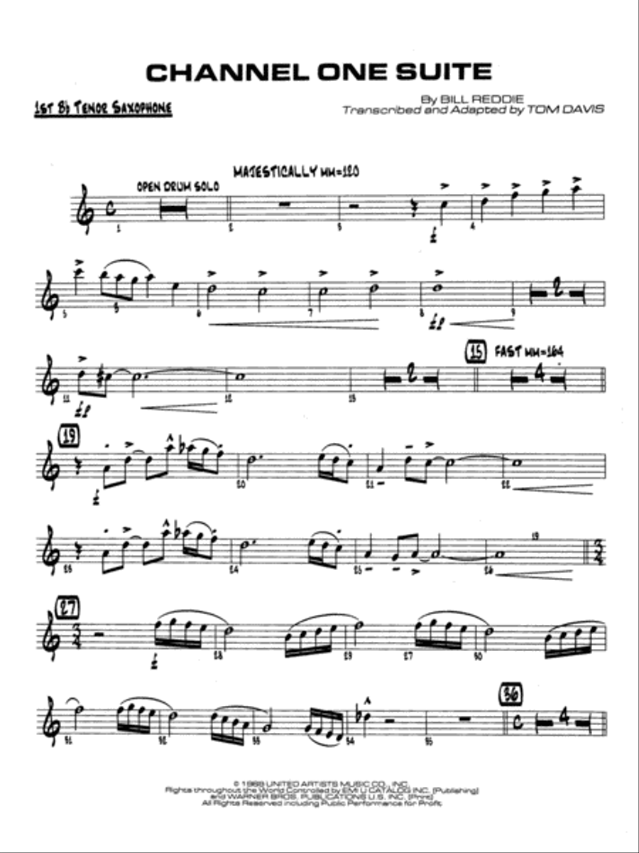 Channel One Suite: B-flat Tenor Saxophone Jazz Ensemble scores gallery preview page 1