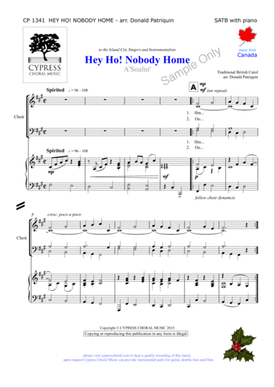 Hey Ho Nobody Home Hey Ho Nobody Home 4-Part scores gallery preview page 2