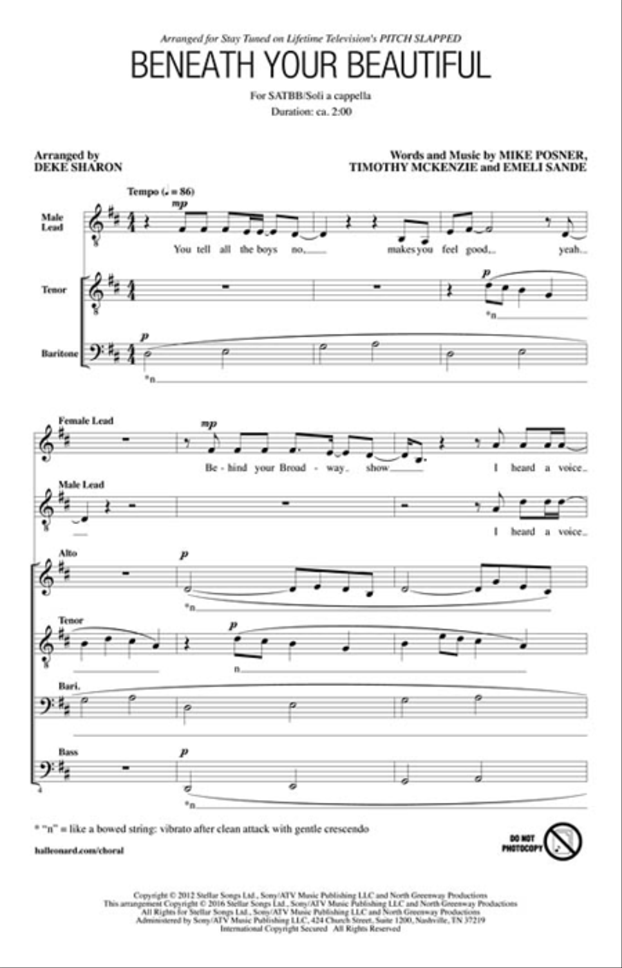 Beneath Your Beautiful A Cappella scores gallery preview page 2