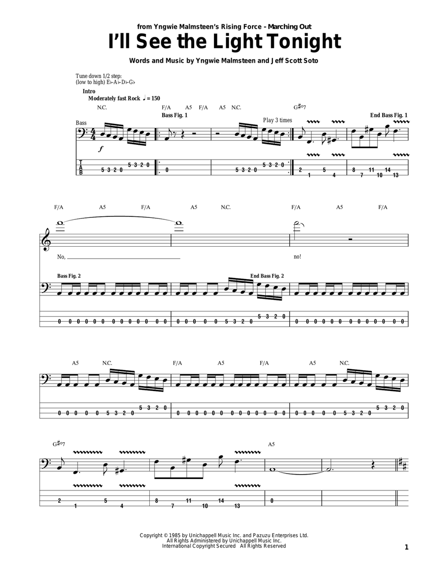 I'll See The Light Tonight Electric Guitar scores gallery preview page 1