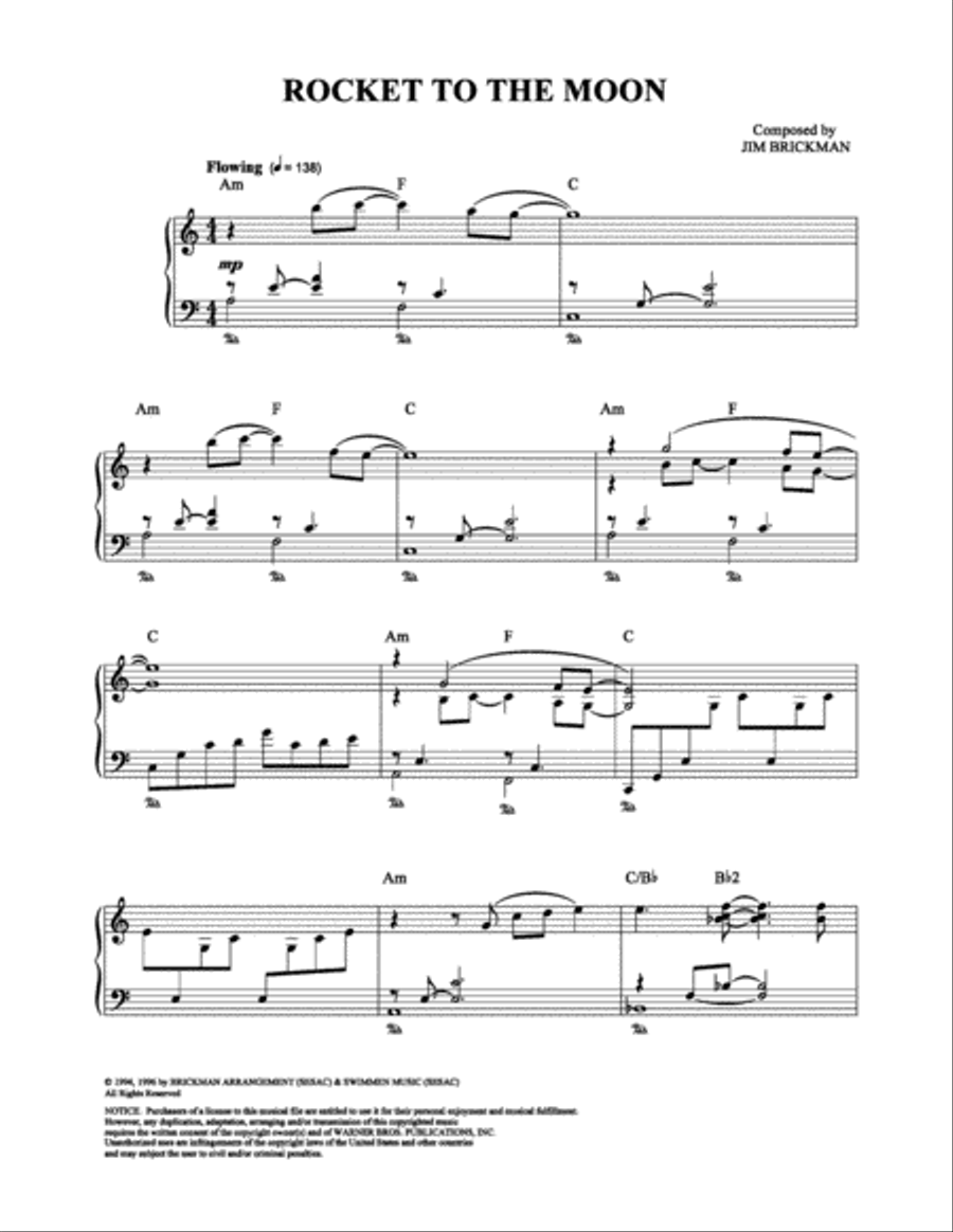 Rocket to the Moon Piano Solo scores gallery preview page 1
