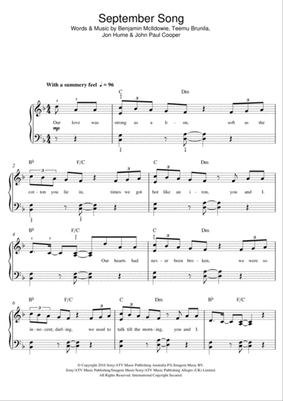 September Song September Song Piano scores gallery preview page 1
