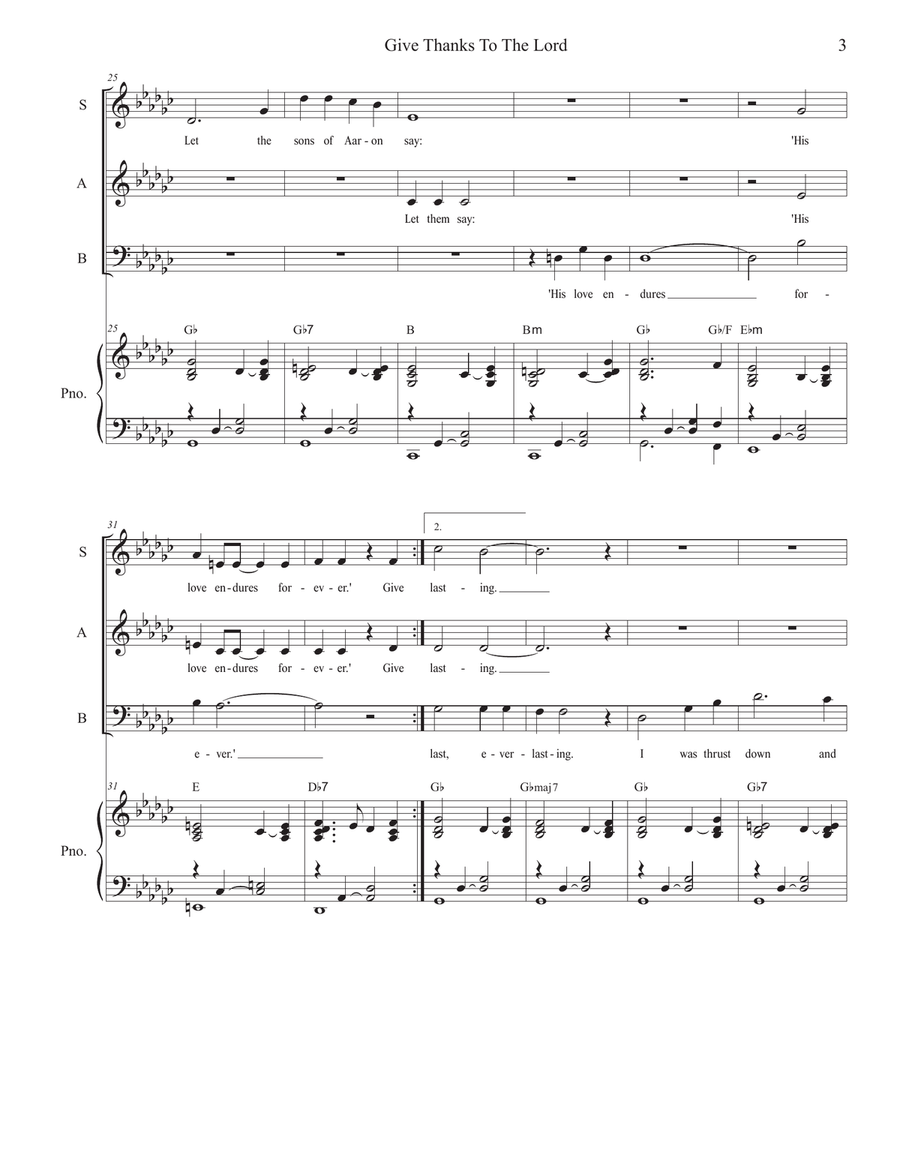 Give Thanks To The Lord (Vocal Trio - (SAB) 3-Part scores gallery preview page 3