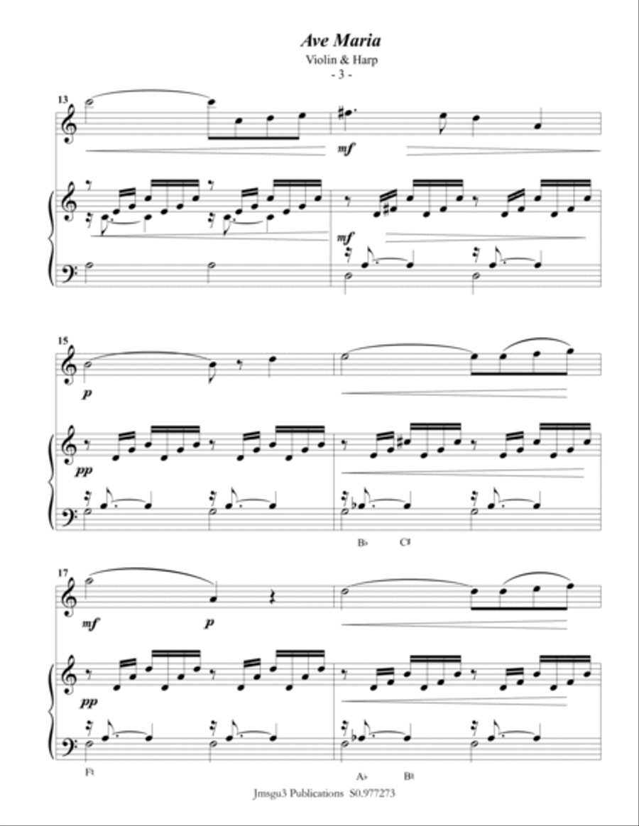 Bach-Gounod: Ave Maria for Violin & Harp String Duet scores gallery preview page 3
