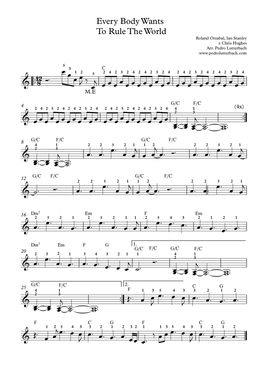 Everybody Wants To Rule The World Easy Piano scores gallery preview page 1