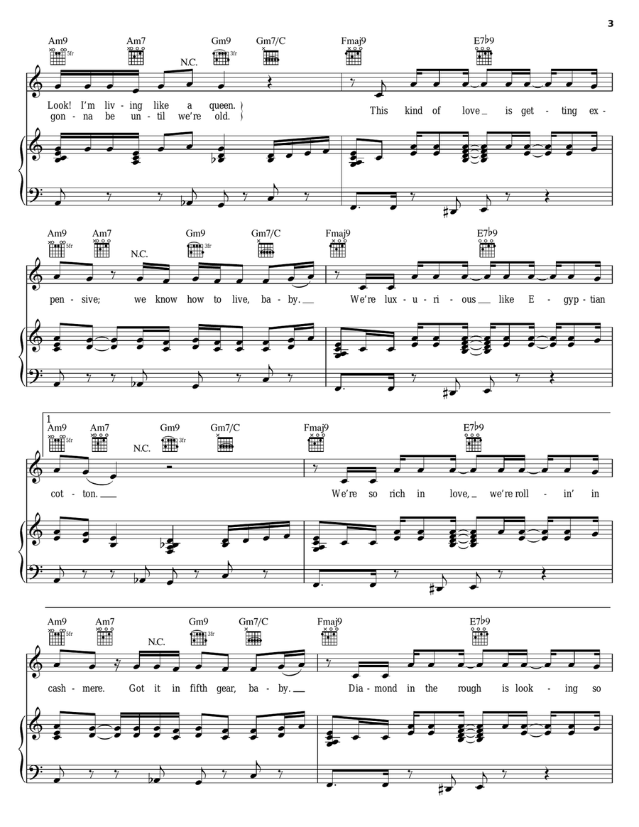 Luxurious Piano, Vocal, Guitar scores gallery preview page 3
