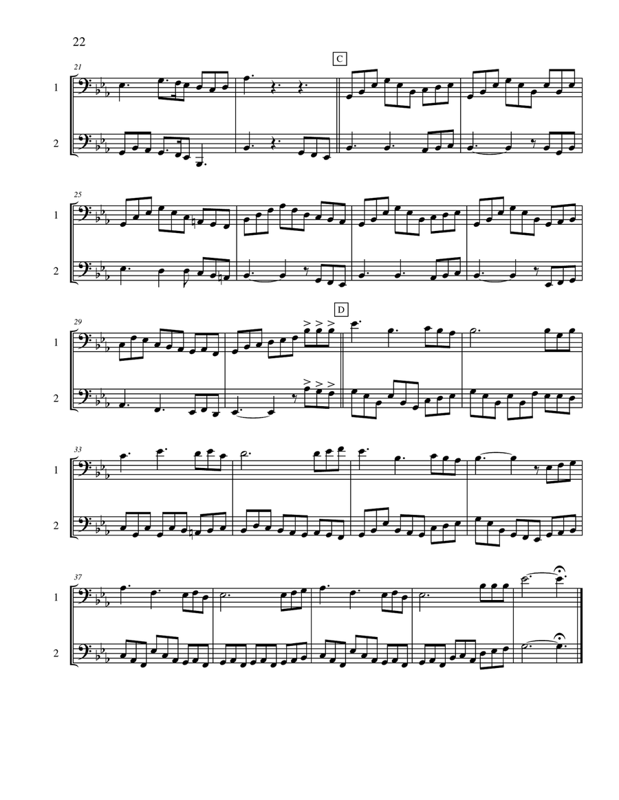 Ten Selected Hymns for the Performing Duet, Vol. 2 - trombone (euphonium) and bass trombone (tuba) Brass Duet scores gallery preview page 2