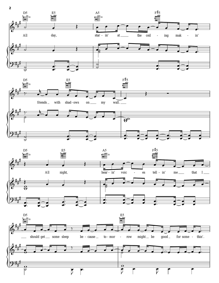 Unwell Piano, Vocal, Guitar scores gallery preview page 2