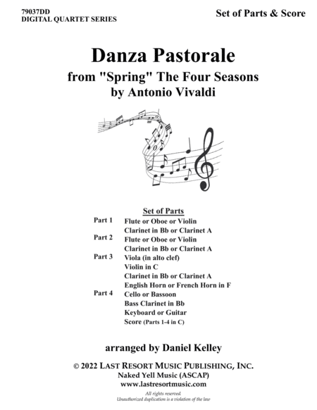 Danza Pastorale from Spring - The Four Seasons for String Quartet or Wind Quartet or Mixed Quartet