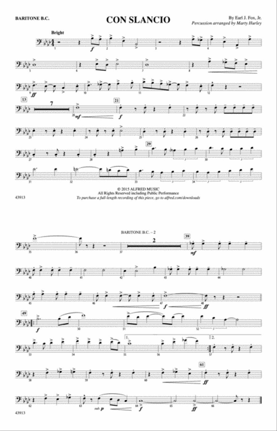 Con Slancio: Baritone B.C. Marching Band scores gallery preview page 1