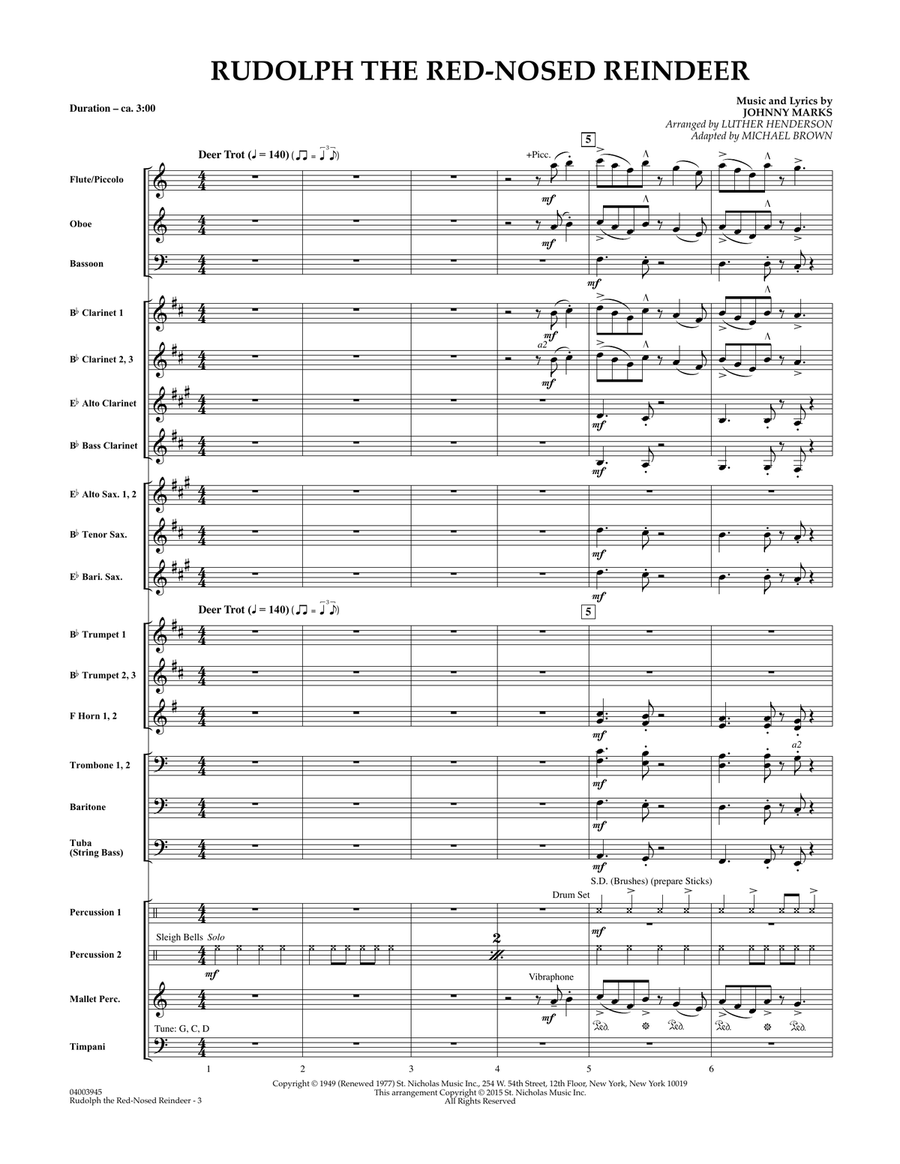 Rudolph the Red-Nosed Reindeer (Canadian Brass) - Conductor Score (Full Score) Concert Band scores gallery preview page 2