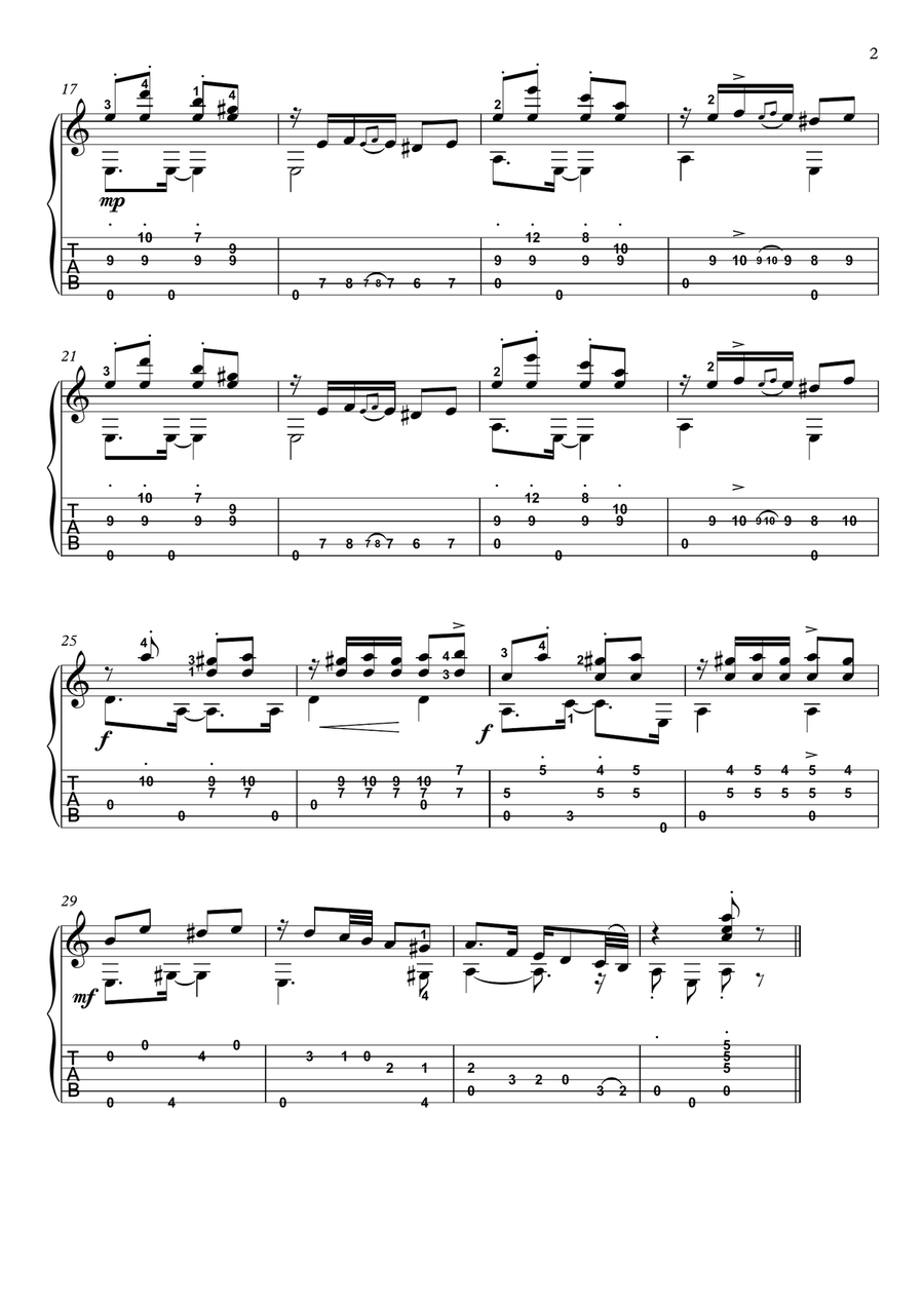 La cumparsita classical Guitar solo Acoustic Guitar scores gallery preview page 2