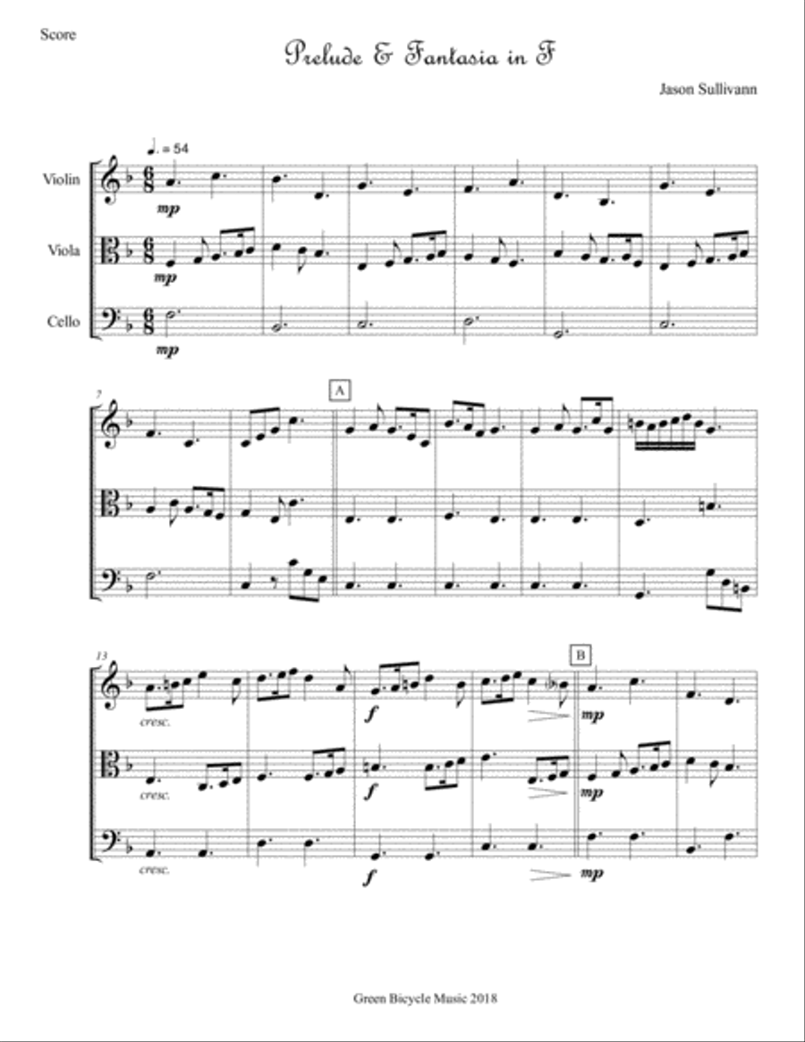 7 Preludes & Fantasias for String Trio String Trio scores gallery preview page 1
