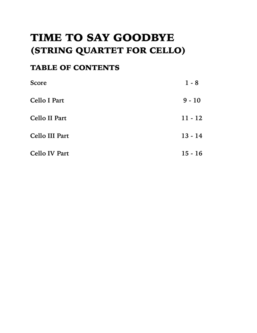 Time To Say Goodbye String Quartet scores gallery preview page 4