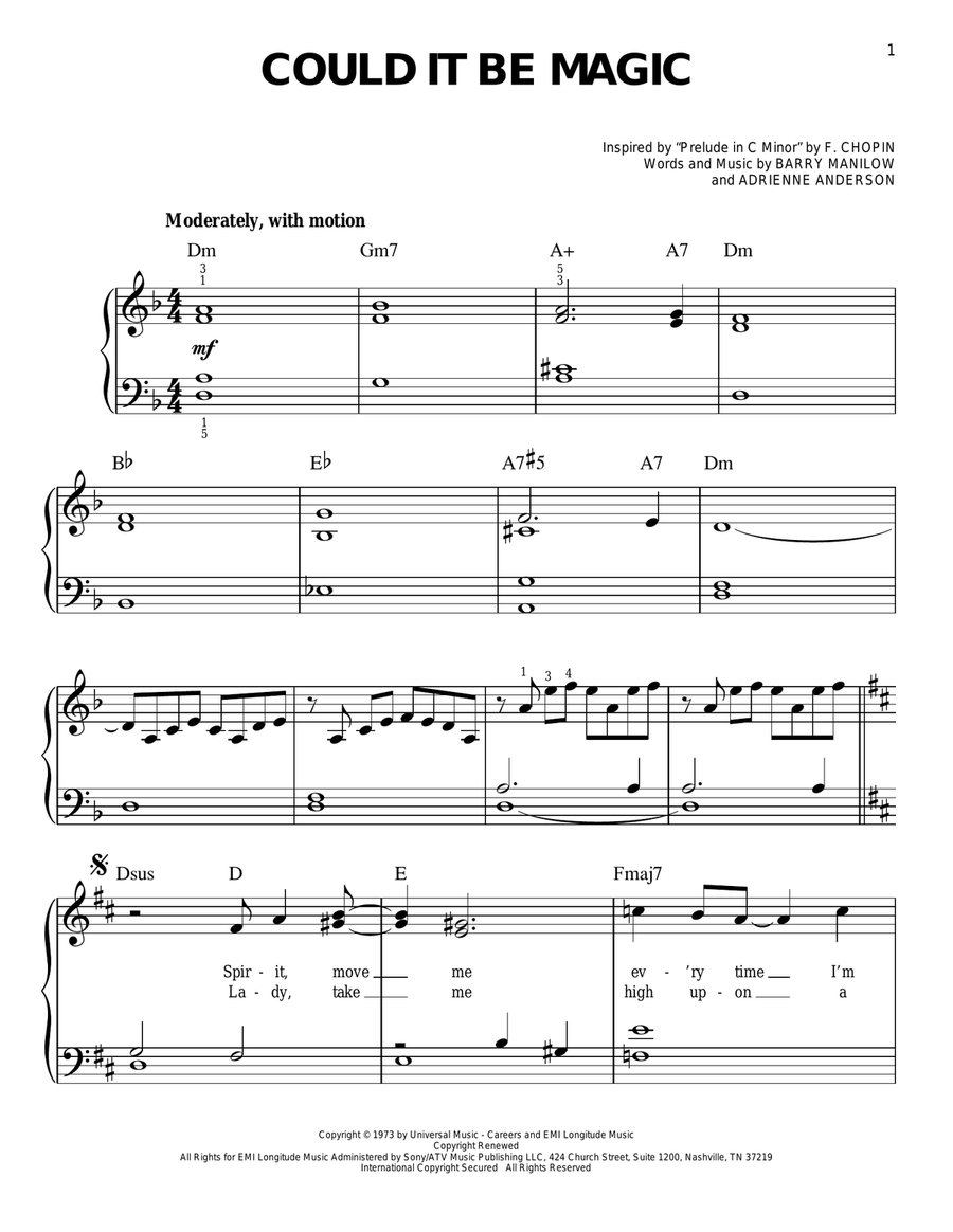 Could It Be Magic Easy Piano scores gallery preview page 1