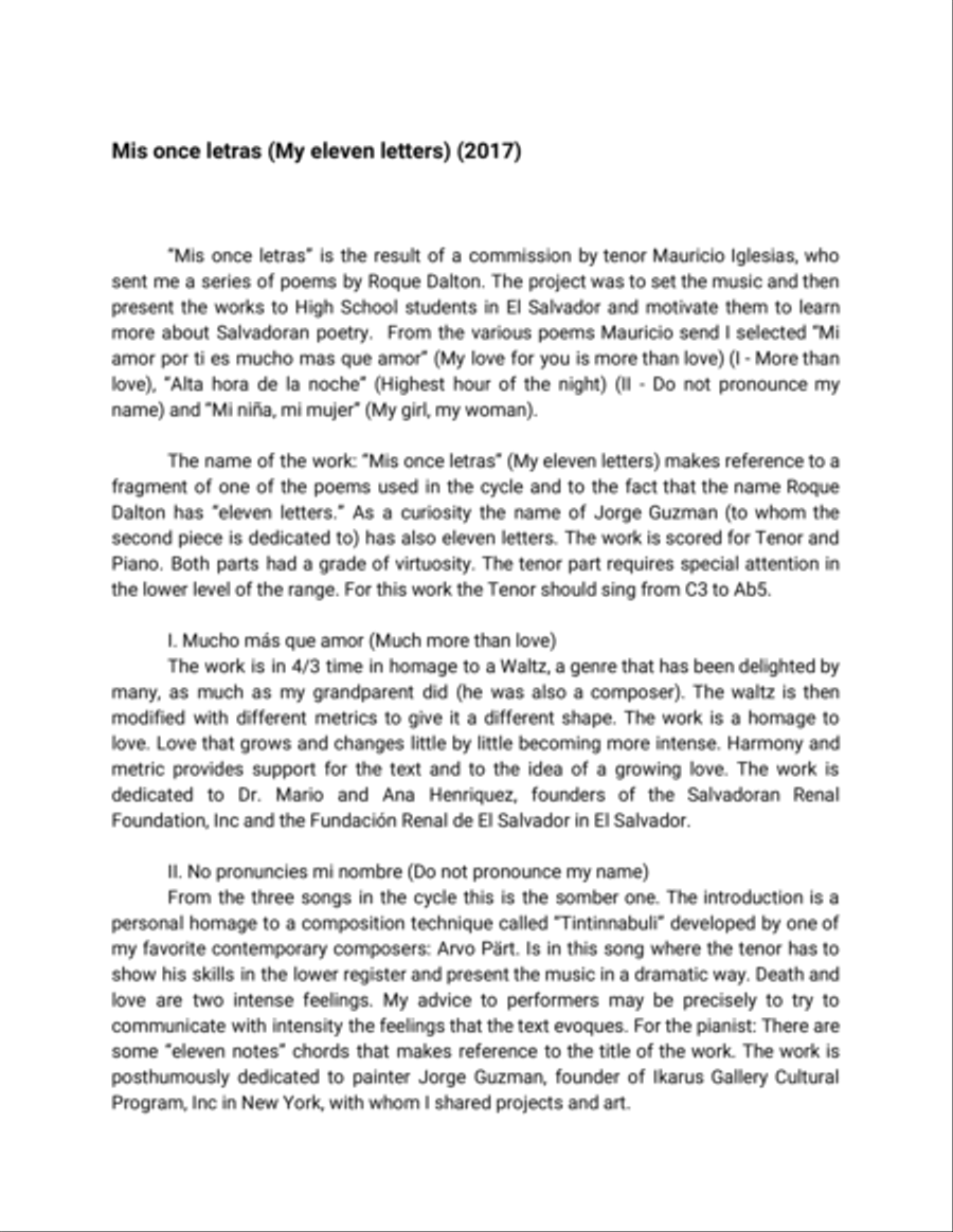Mis Once Letras Tenor Voice scores gallery preview page 5