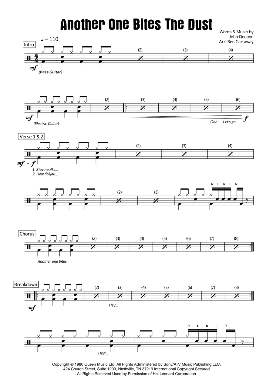 Another One Bites The Dust Drum Set scores gallery preview page 1