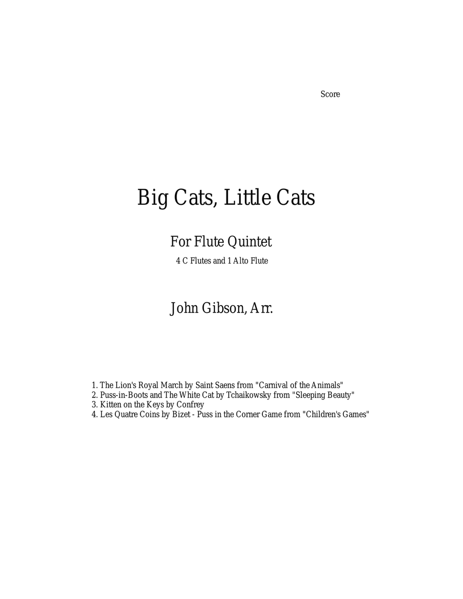 Big Cats, Little Cats - Cat Music for Five Flutes Woodwind Quintet scores gallery preview page 1