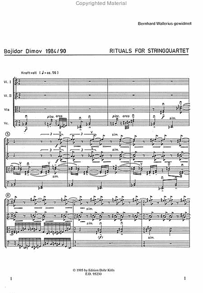 Rituals for Stringquartet (1984-89) -a work in progress-