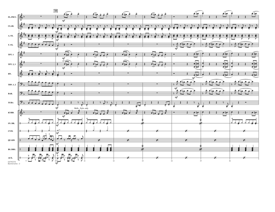 Blurred Lines - Conductor Score (Full Score) Marching Band scores gallery preview page 3