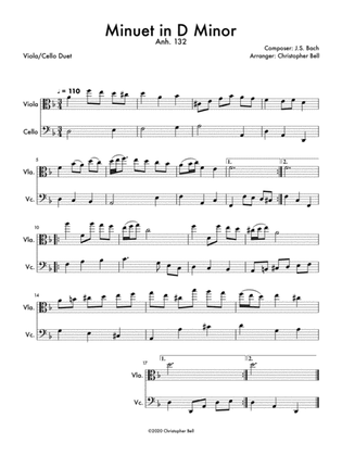 Minuet in D Minor (Anh 132) Viola/Cello Duet