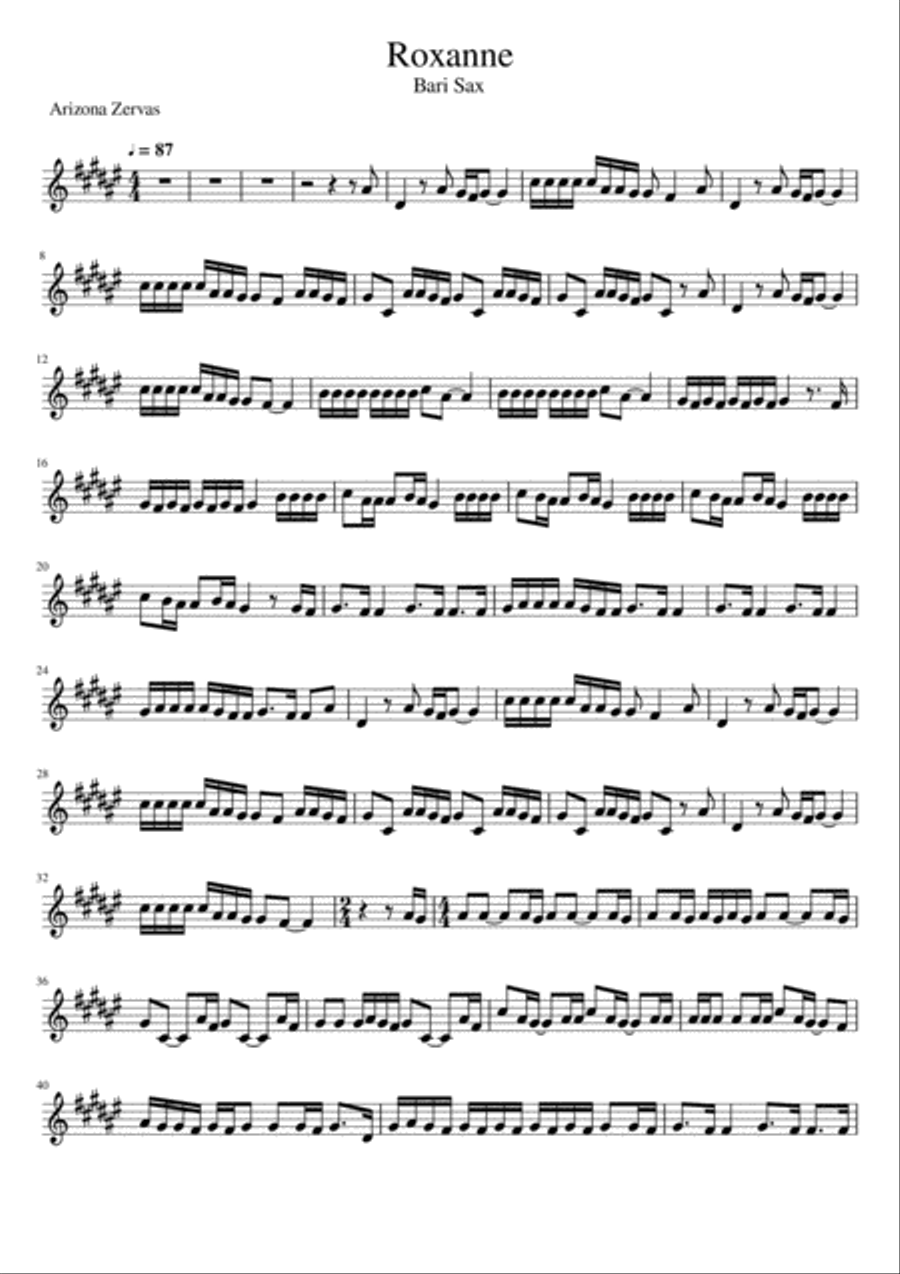 Roxanne Baritone Saxophone scores gallery preview page 1