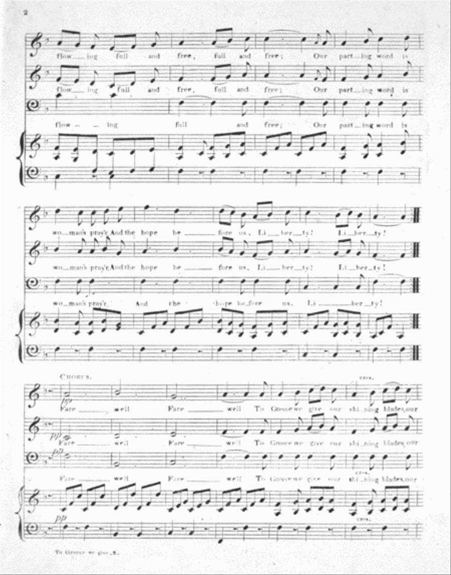 To Greece We Give Our Shining Blades, From Moore's Evenings in Greece 4-Part scores gallery preview page 2