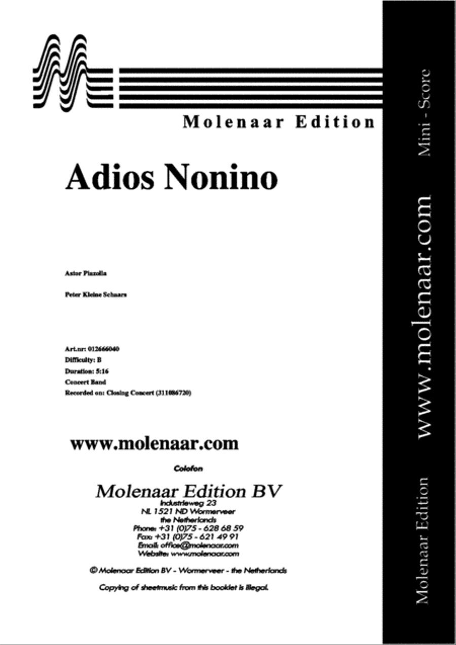 Adios Nonino Concert Band scores gallery preview page 2