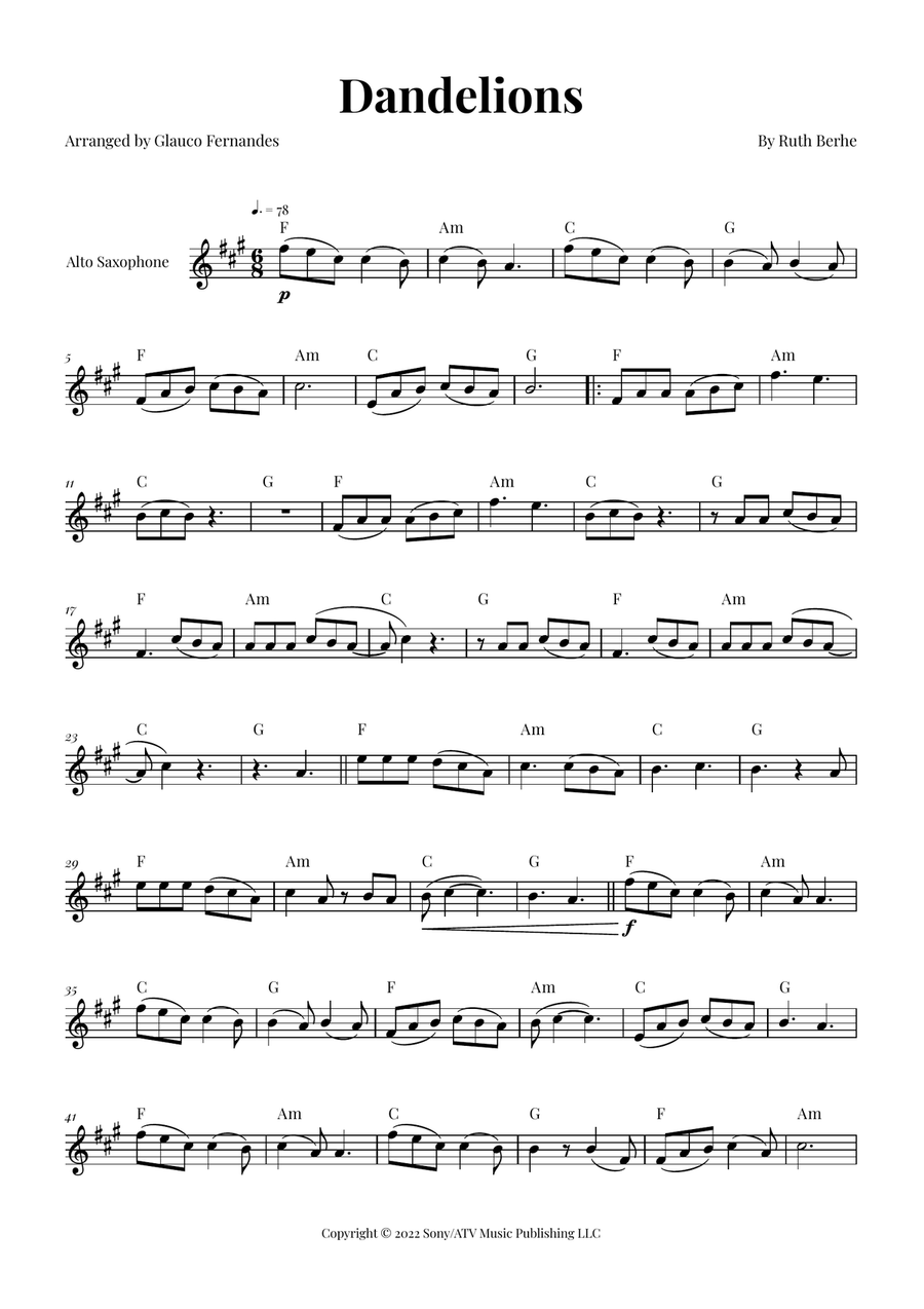 Dandelions Chamber Music scores gallery preview page 1