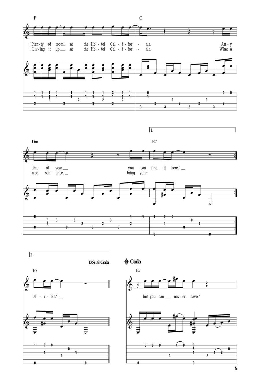 Hotel California Hotel California Acoustic Guitar scores gallery preview page 5