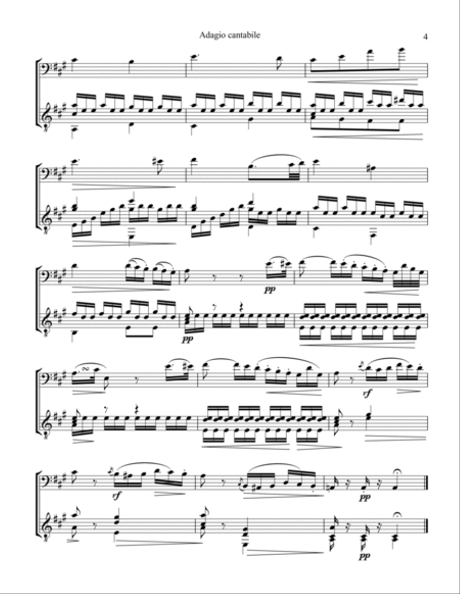 Pathétique - Adagio cantabile, op. 13 No. 8 for cello and guitar String Duet scores gallery preview page 5
