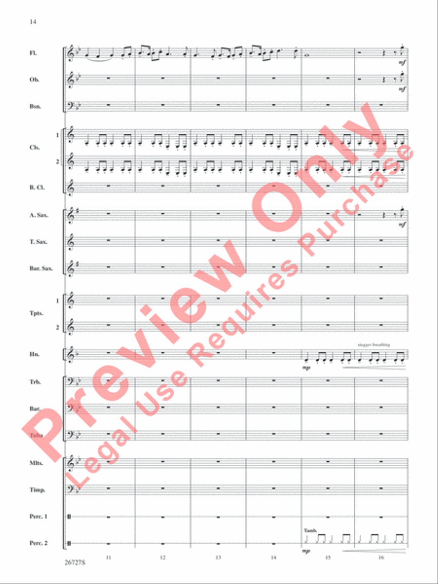 Evangeline: Two Cajun Songs Concert Band scores gallery preview page 15