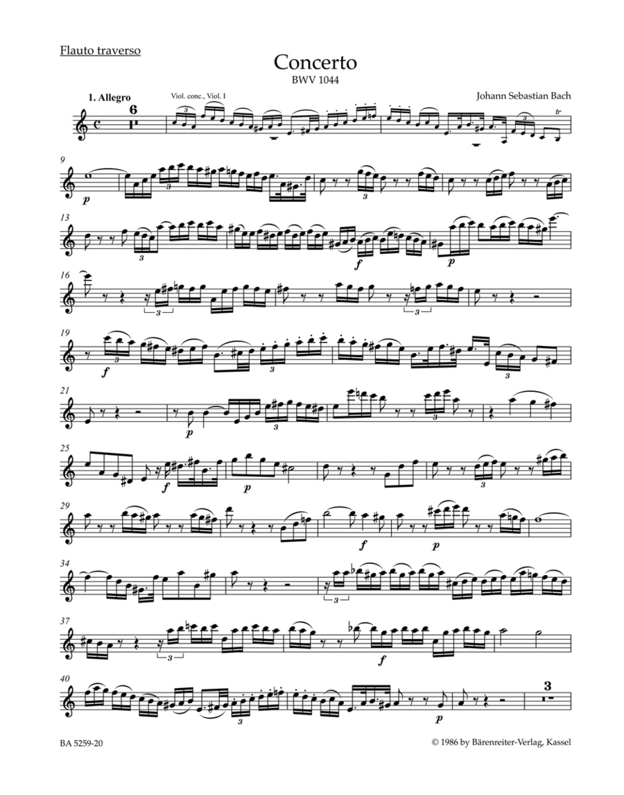Concerto for Harpsichord, Flute, Violin, Strings and Basso continuo in A minor, BWV 1044 "Triple Concerto"