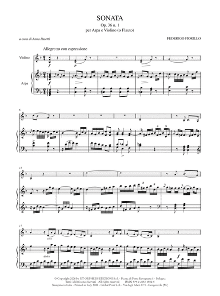 Sonata Op. 36 No. 1 for Harp and Violin (Flute)