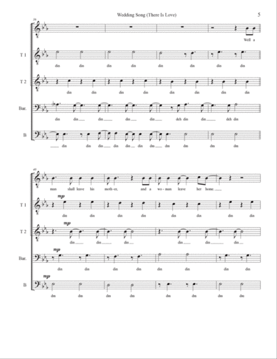 Wedding Song (there Is Love) TTBB scores gallery preview page 5