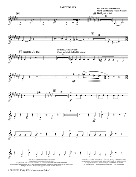 A Tribute To Queen (Medley) (arr. Mark Brymer) - Baritone Sax