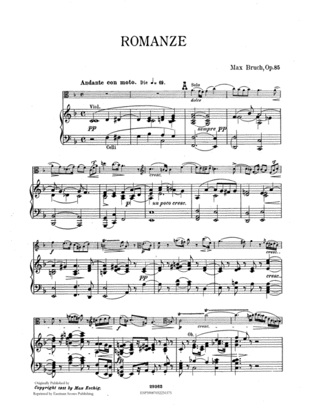Romanze, fur Viola und Orchester, opus 85