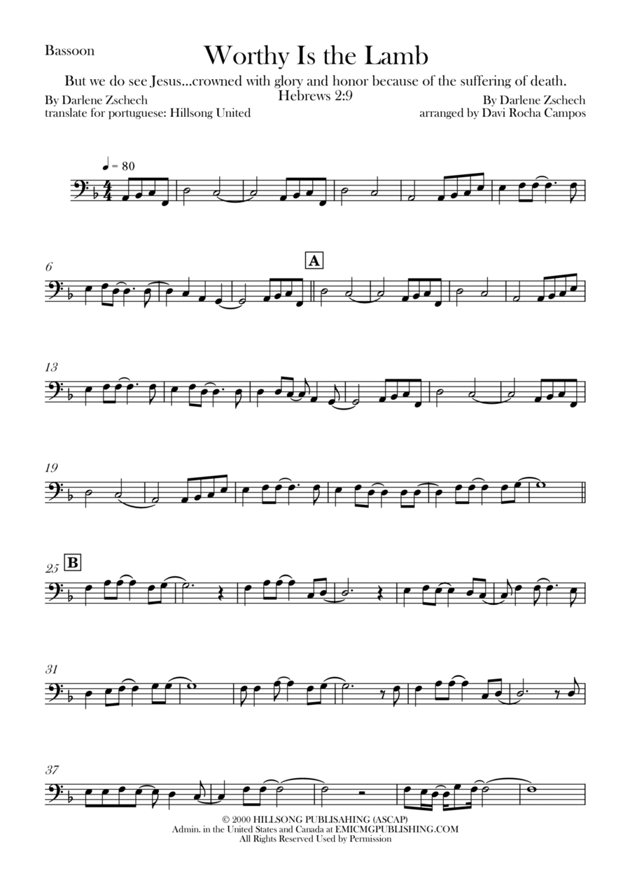 Worthy Is The Lamb Bassoon Solo scores gallery preview page 1