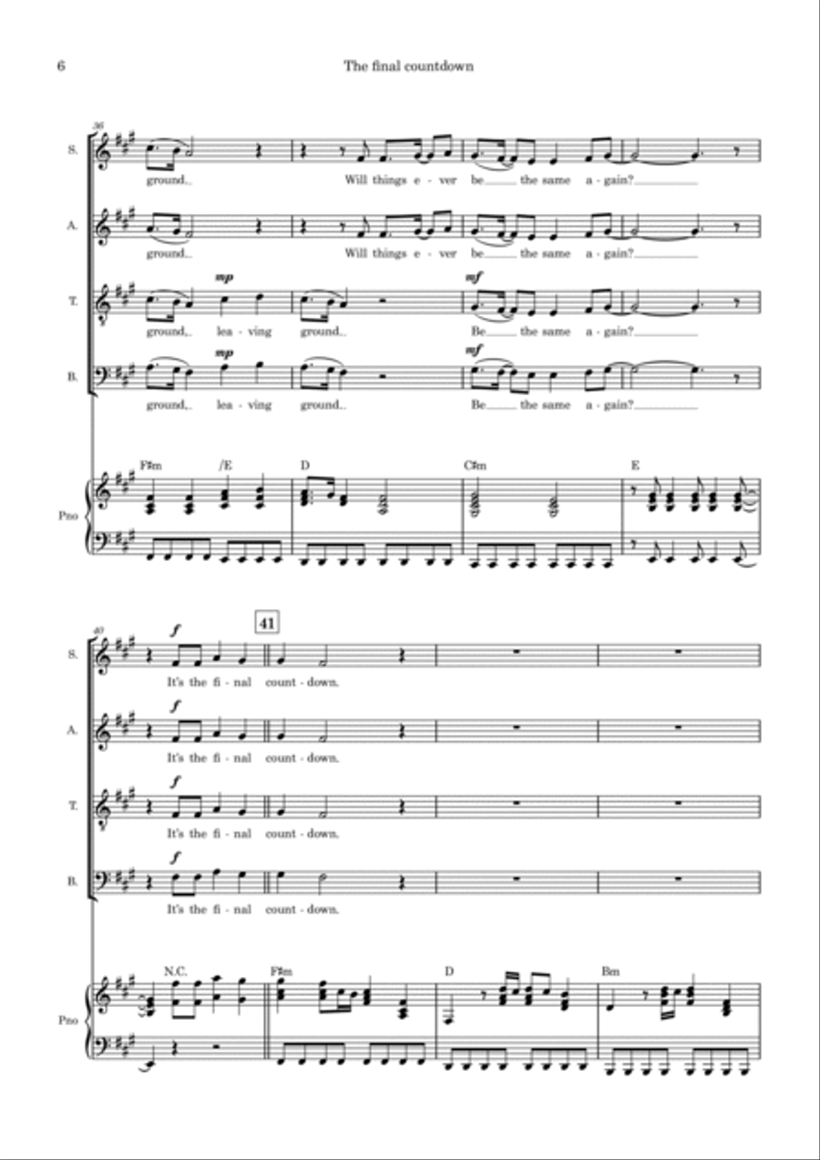 Final Countdown 4-Part scores gallery preview page 6