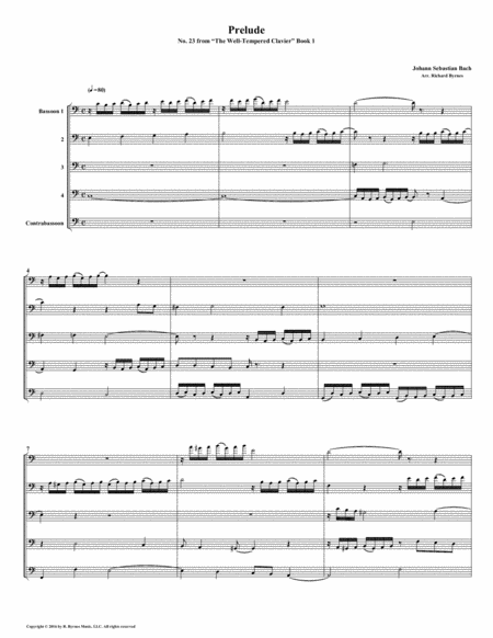 Prelude 23 from Well-Tempered Clavier, Book 1 (Bassoon Quintet) image number null
