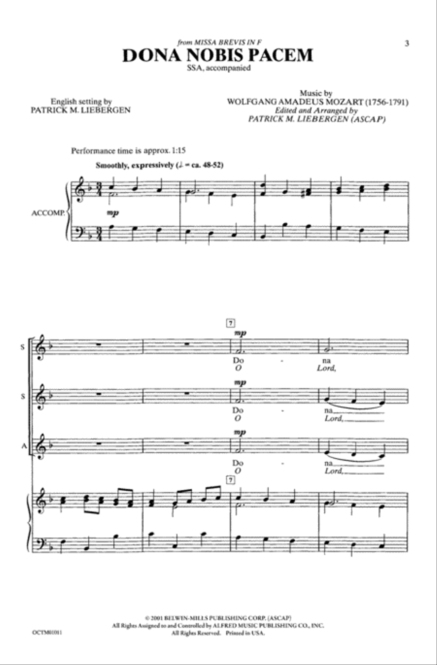 Book cover for Dona Nobis Pacem (from Missa Brevis in F)