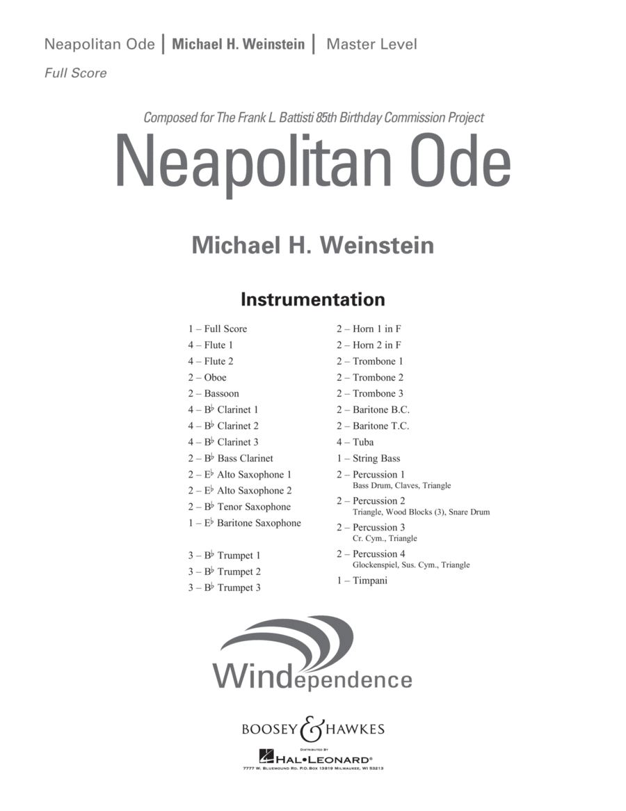 Neapolitan Ode - Conductor Score (Full Score) Concert Band scores gallery preview page 1